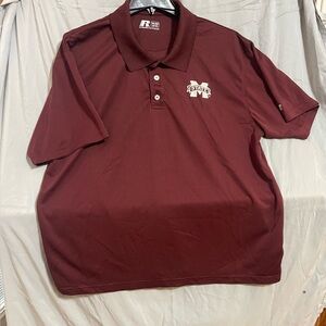 MISSISSIPPI STATE BULLDOGS POLO SHORT SLEEVES SHIRT MAROON-2XL